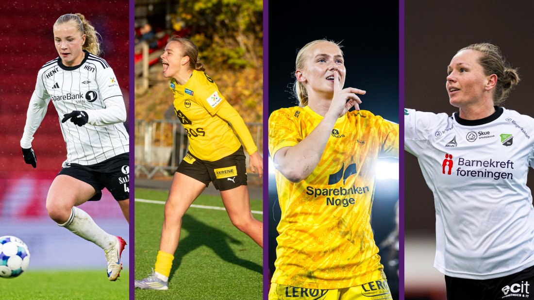 De nominerte til årets gjennombrudd i Toppserien 2025: Synne Aunehaugen, Mari Nyhagen, Selma Panengstuen og Silje Nyhagen